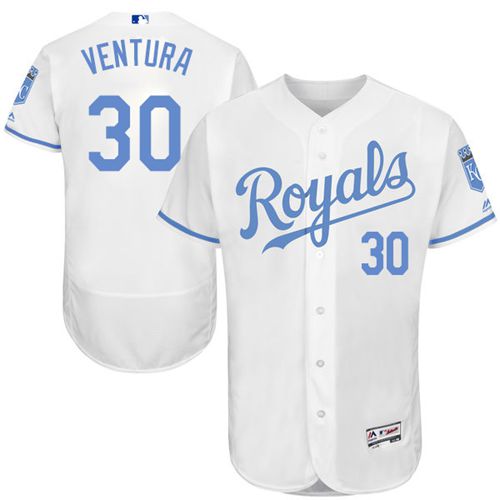 Royals #30 Yordano Ventura White Flexbase Authentic Collection Father's Day Stitched MLB Jersey